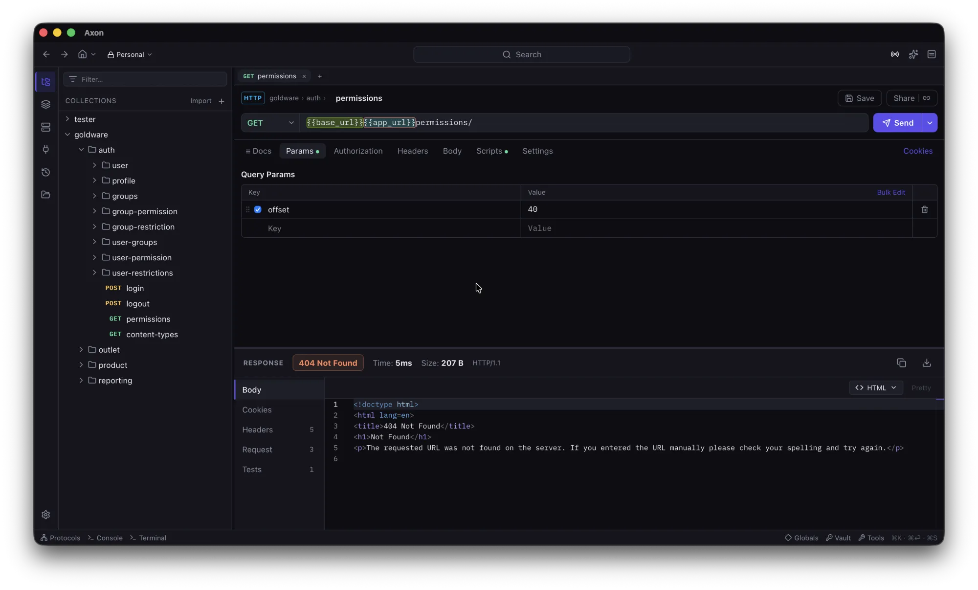 Axon HTTP request editor