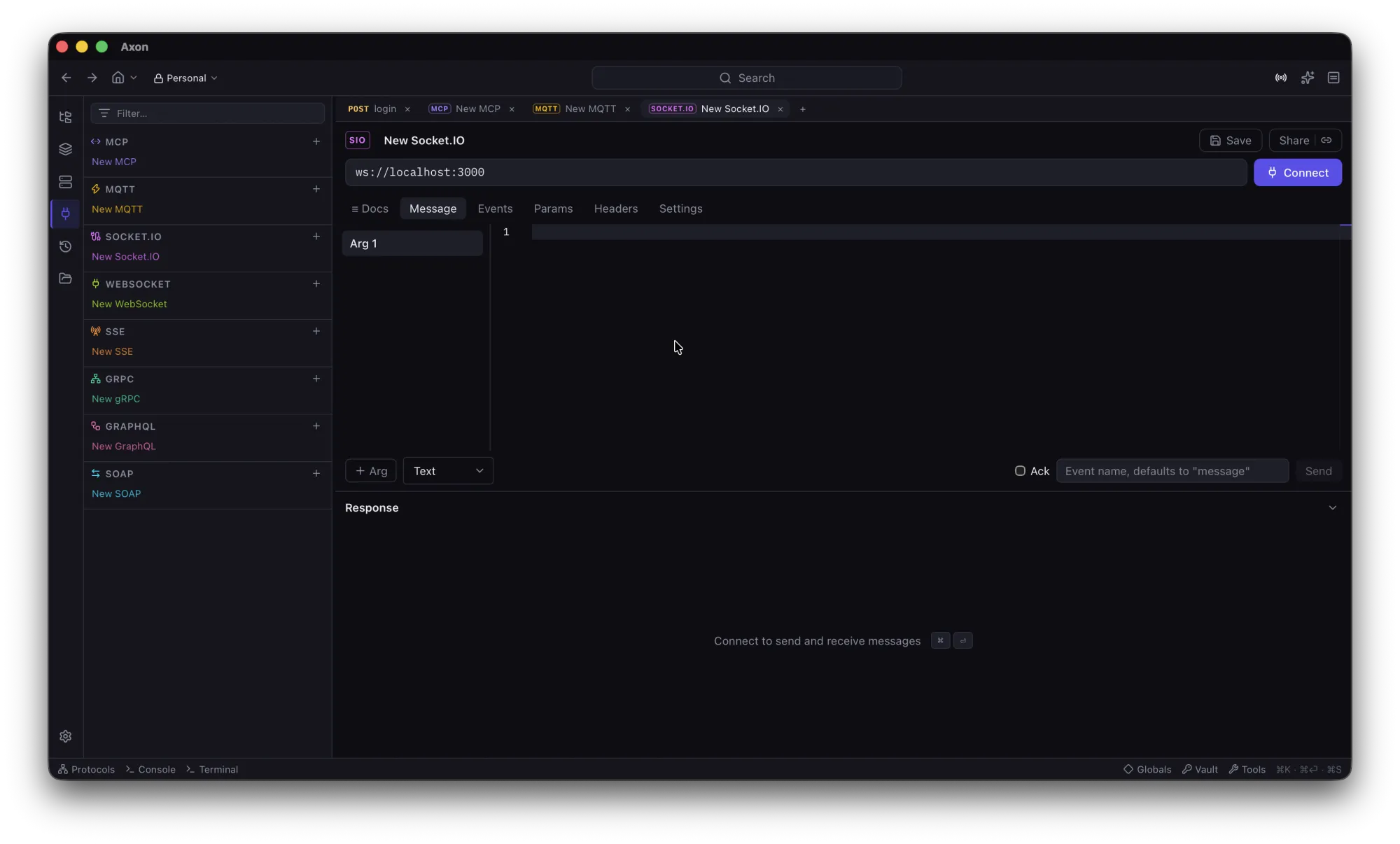 Axon Socket.IO event emitter and listener